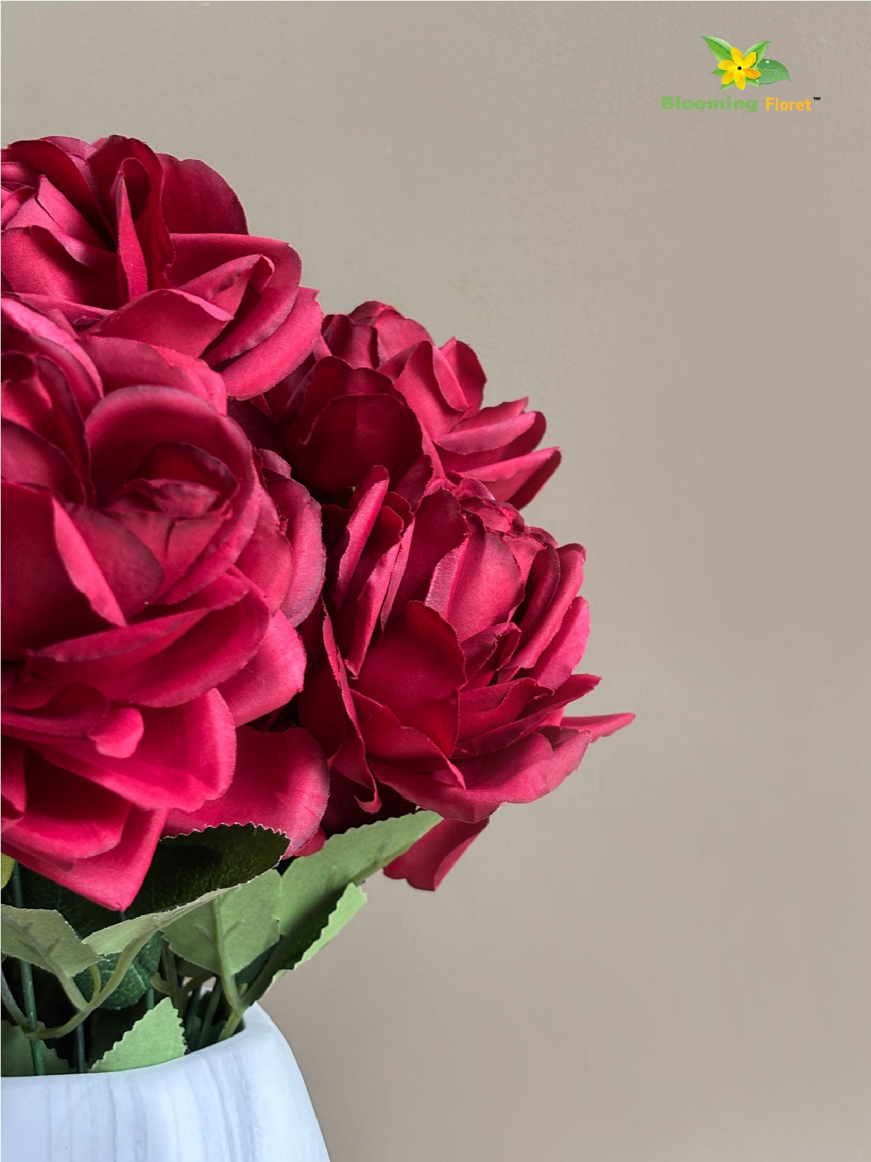 Artificial Rose Flower Bunch - Red