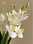 Artificial Cymbidium Orchid Flower Bunch - White