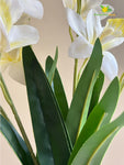 Artificial Cymbidium Orchid Flower Bunch - White