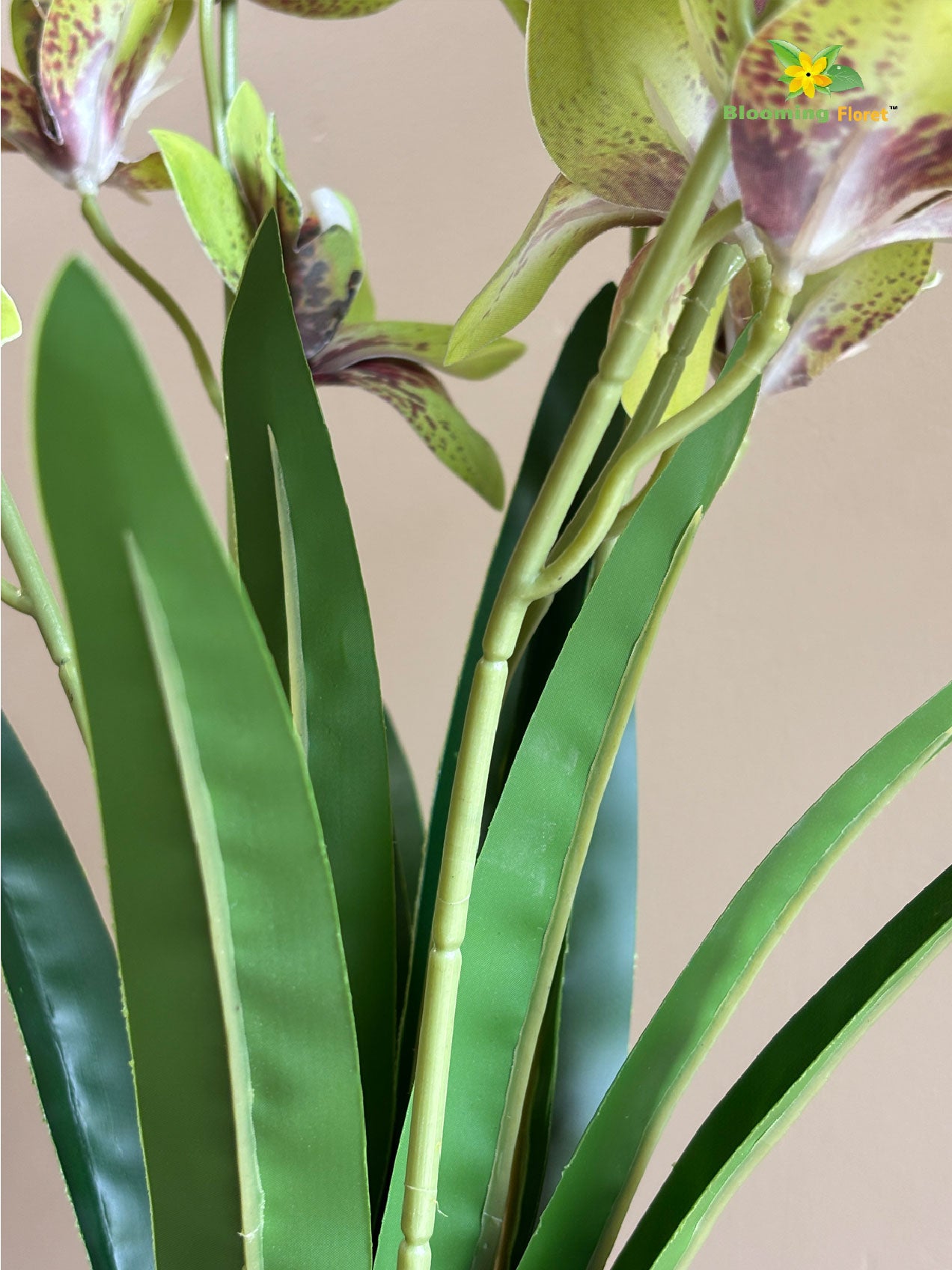 Artificial Cymbidium Orchid Flower Bunch - Green