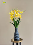 Artificial Cymbidium Orchid Flower Bunch - Yellow