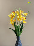 Artificial Cymbidium Orchid Flower Bunch - Yellow