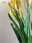 Artificial Cymbidium Orchid Flower Bunch - Yellow