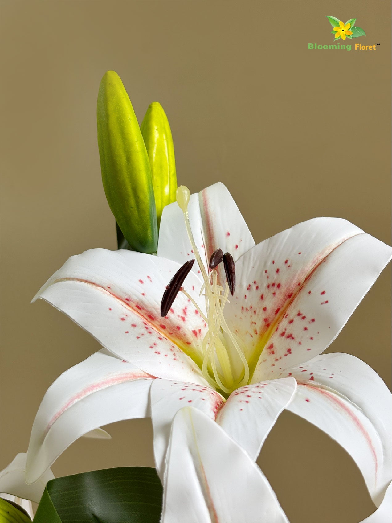 Artificial Lily Flower Stick - White, Peach