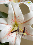 Artificial Lily Flower Stick - White, Peach