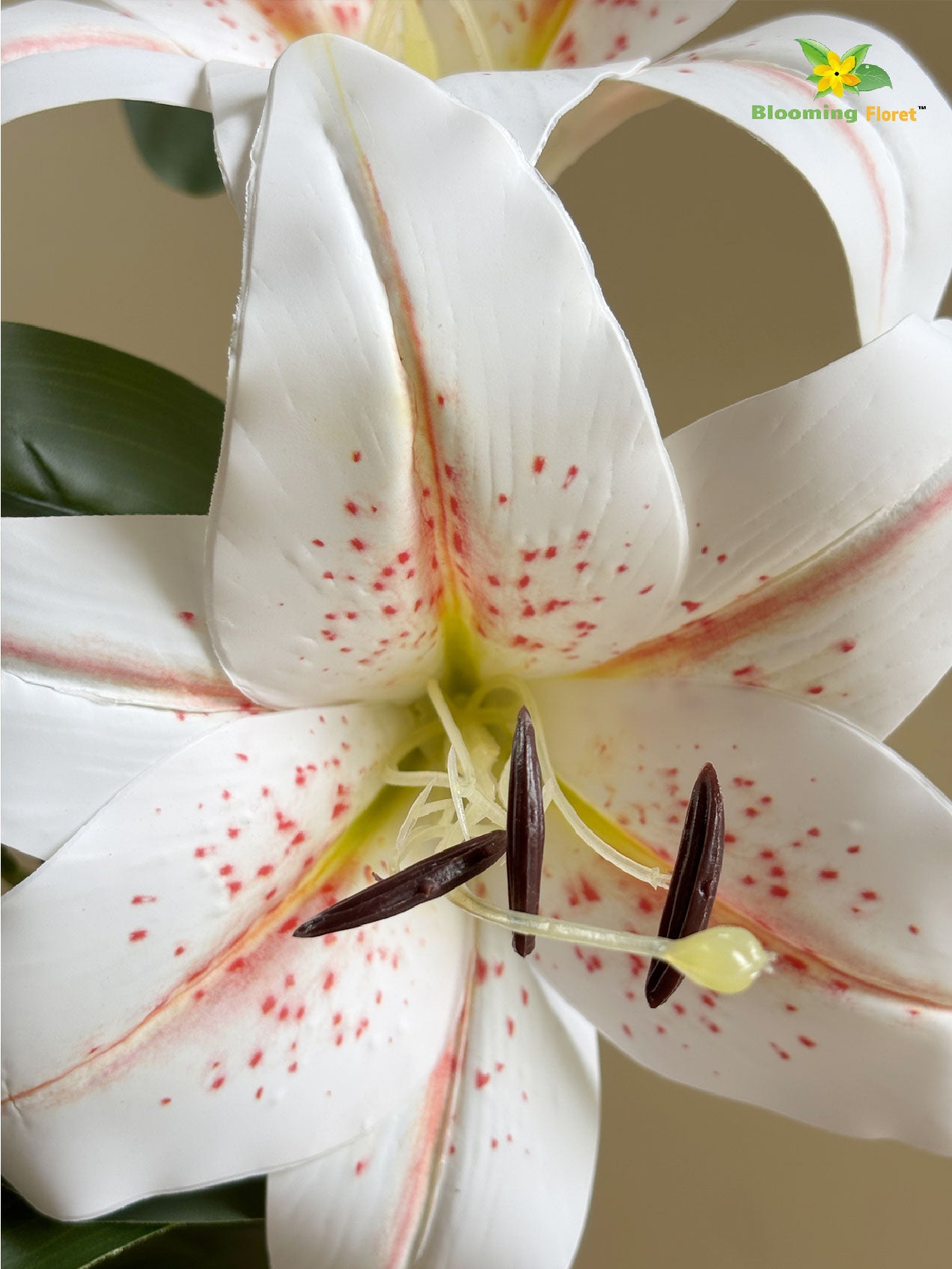 Artificial Lily Flower Stick - White, Peach