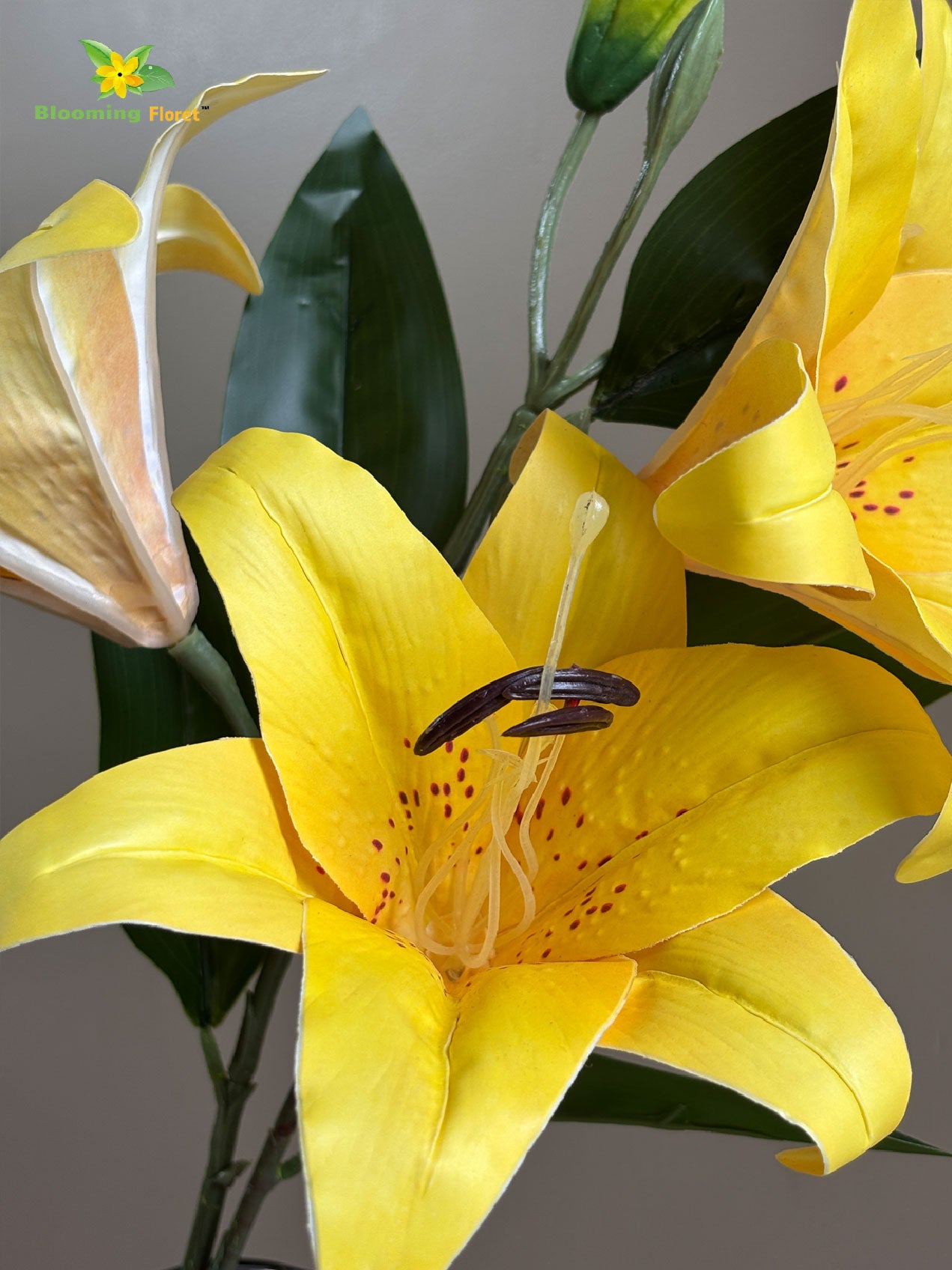 Artificial Lily Flower Stick - Yellow