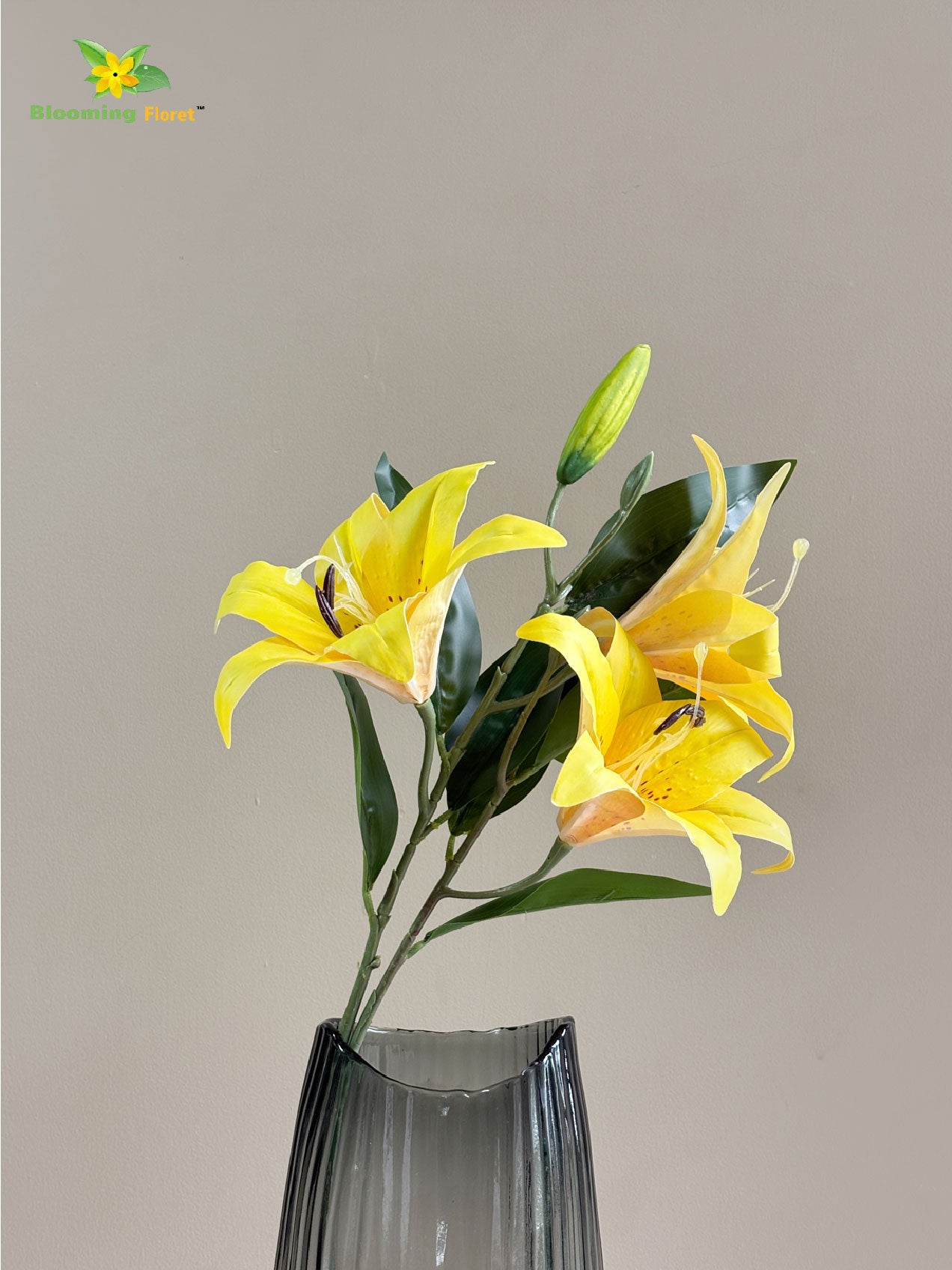 Artificial Lily Flower Stick - Yellow
