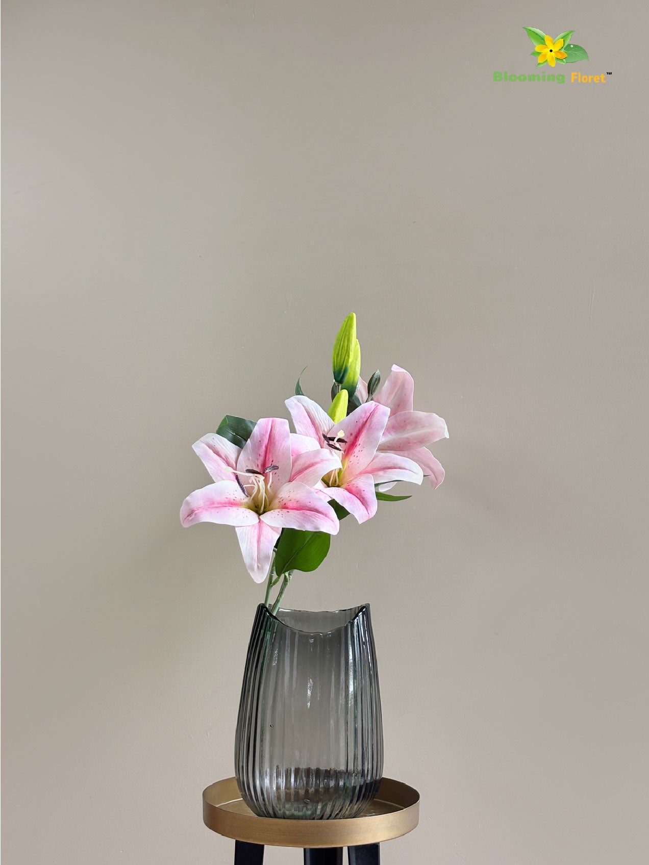Artificial Lily Flower Stick | White & Dark Pink | 88 cm