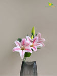 Artificial Lily Flower Stick | White & Dark Pink | 88 cm