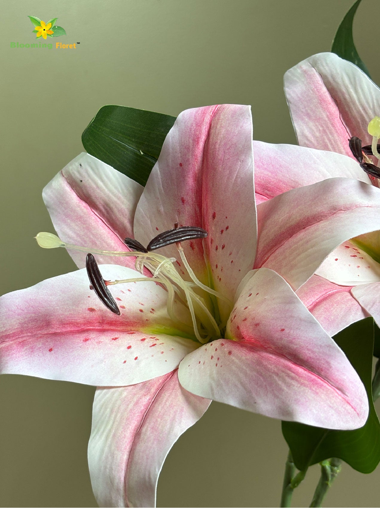 Artificial Lily Flower Stick | White & Dark Pink | 88 cm