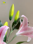 Artificial Lily Flower Stick | White & Dark Pink | 88 cm