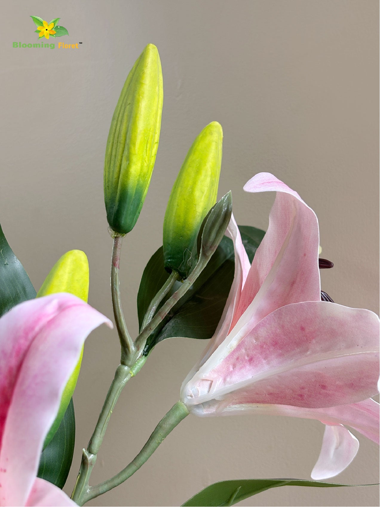 Artificial Lily Flower Stick | White & Dark Pink | 88 cm
