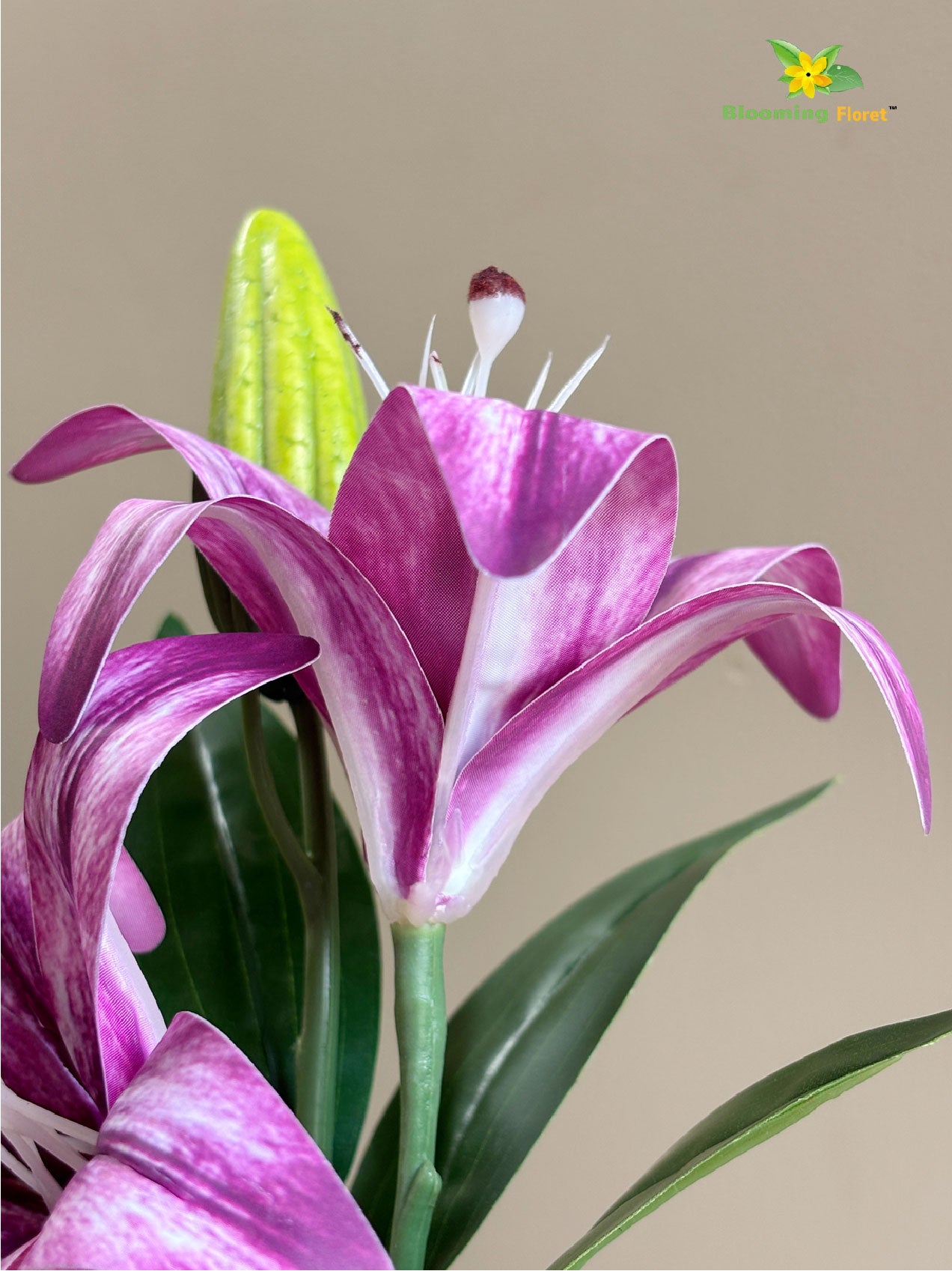 Artificial Lily Flower Stick - Purple
