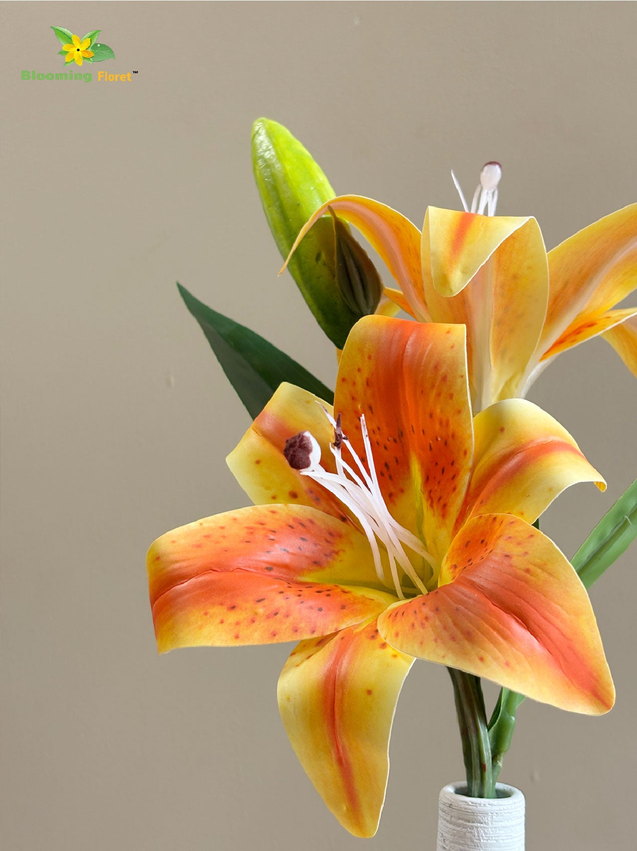 Artificial Lily Flower Stick - Orange