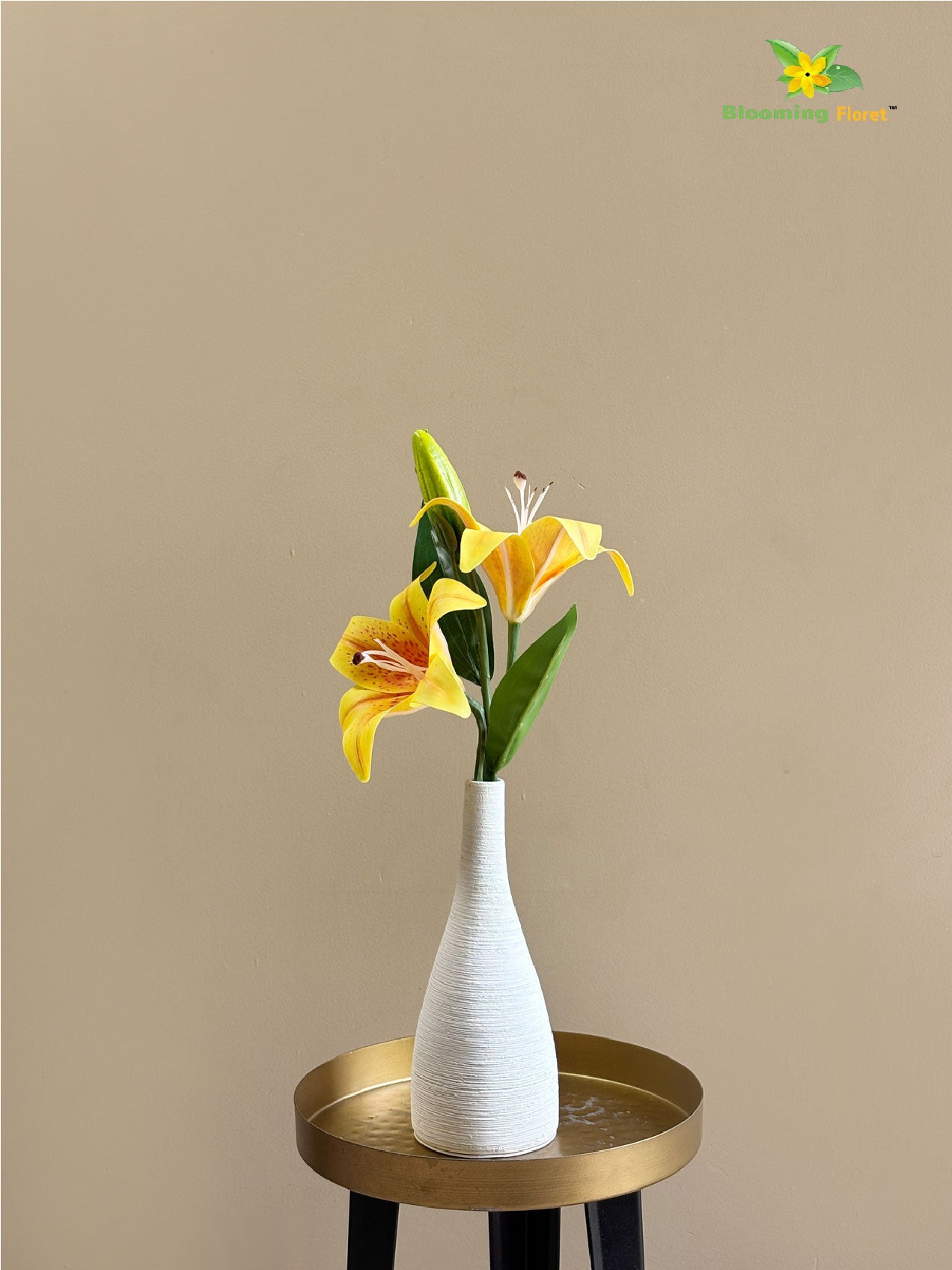 Artificial Lily Flower Stick - Yellow