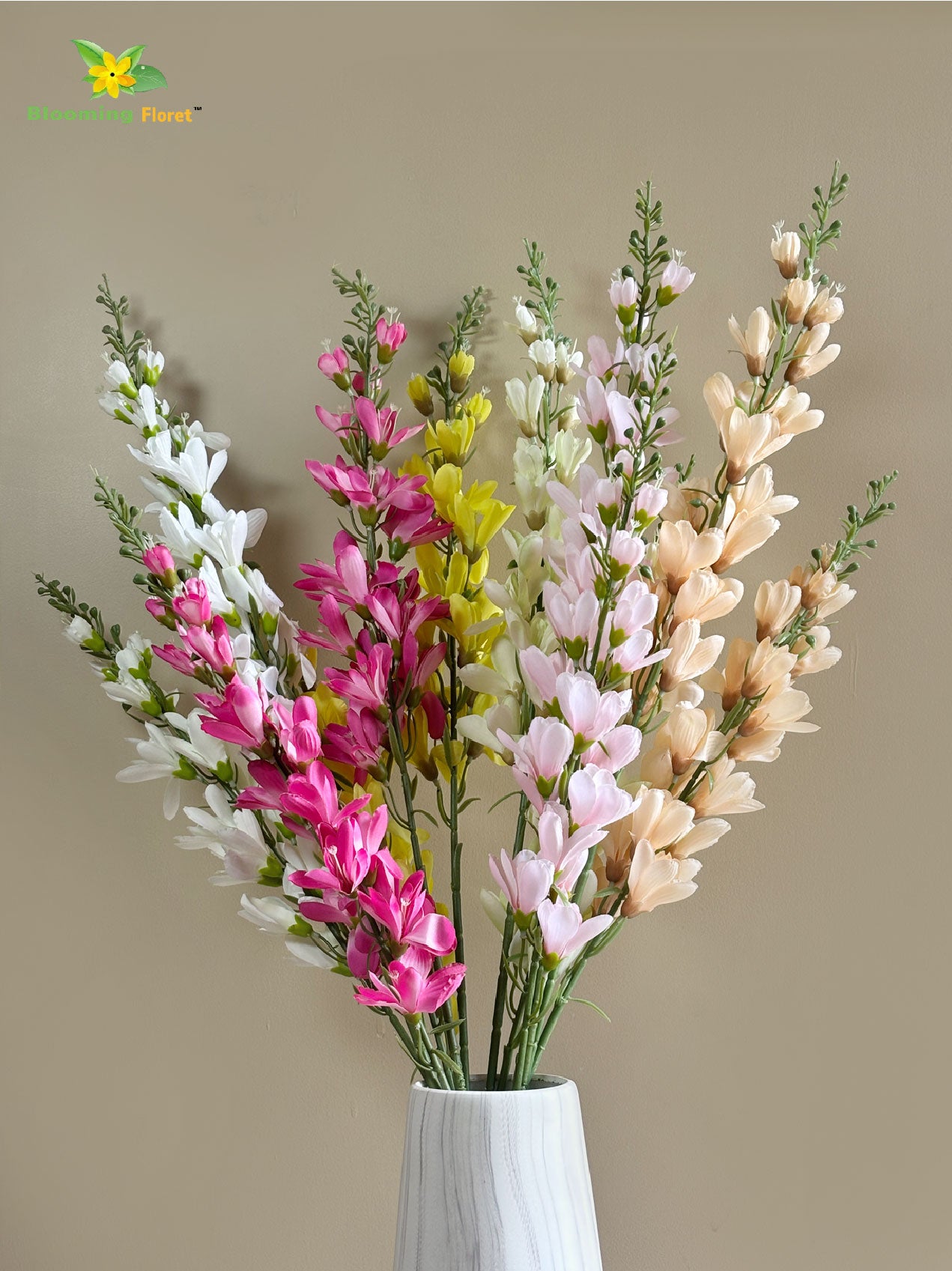 Artificial Orchid Flower Bunch for Decor | 106 cm | Set of 6