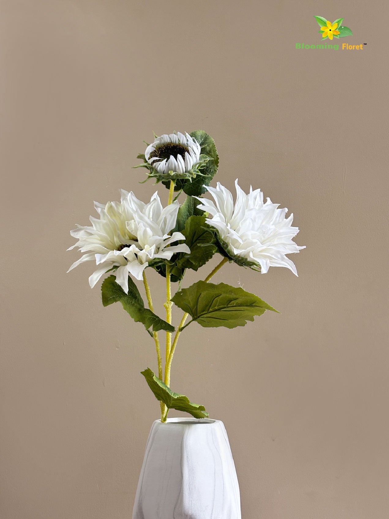 Artificial Sunflower Stick | White | 73 cm