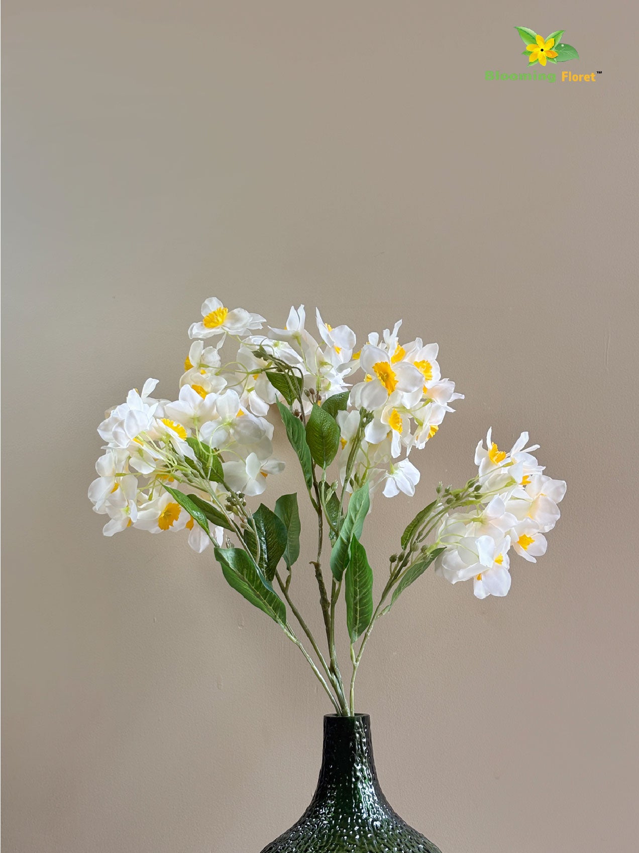 Artificial Daffodil Flower Stick - White