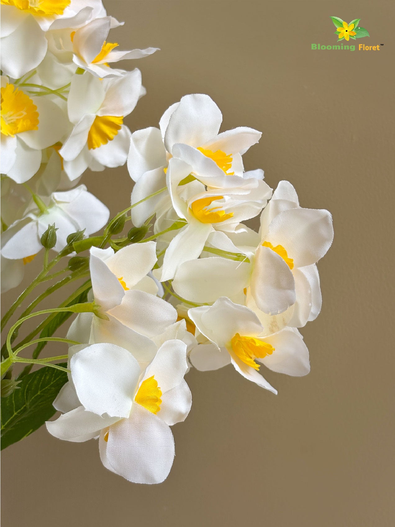 Artificial Daffodil Flower Stick | White | 88 cm