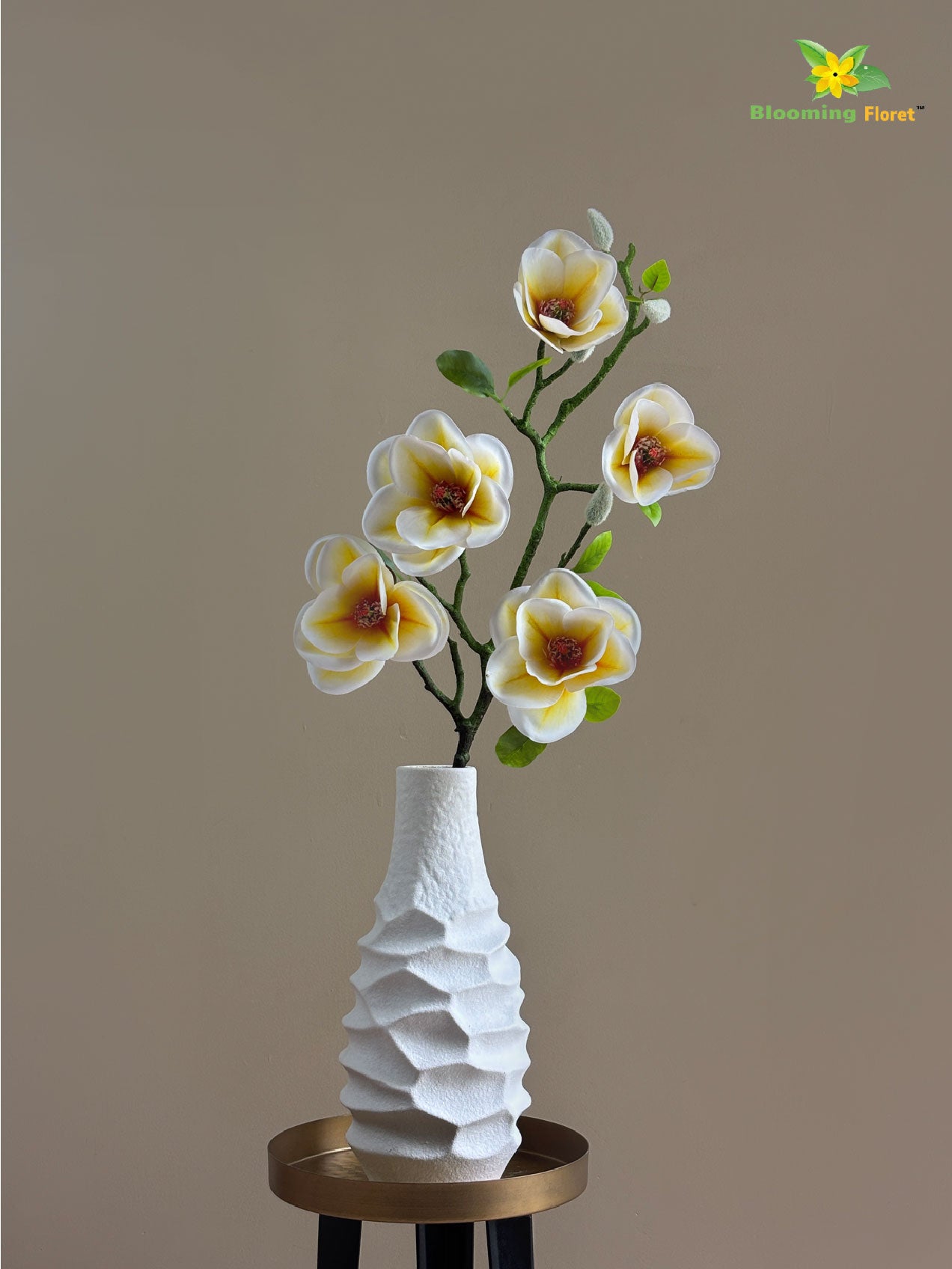 Magnolia Flower Stick - White, Yellow