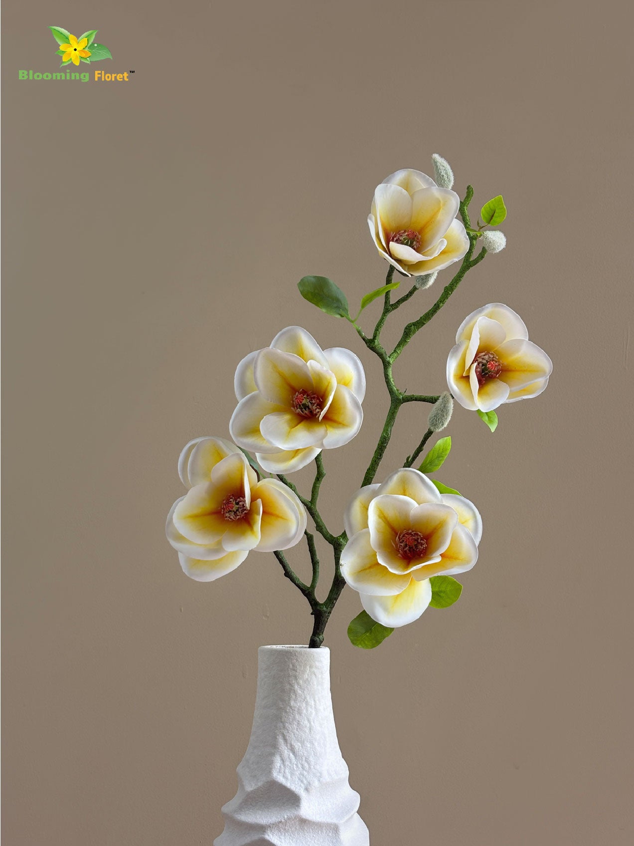 Magnolia Flower Stick - White, Yellow