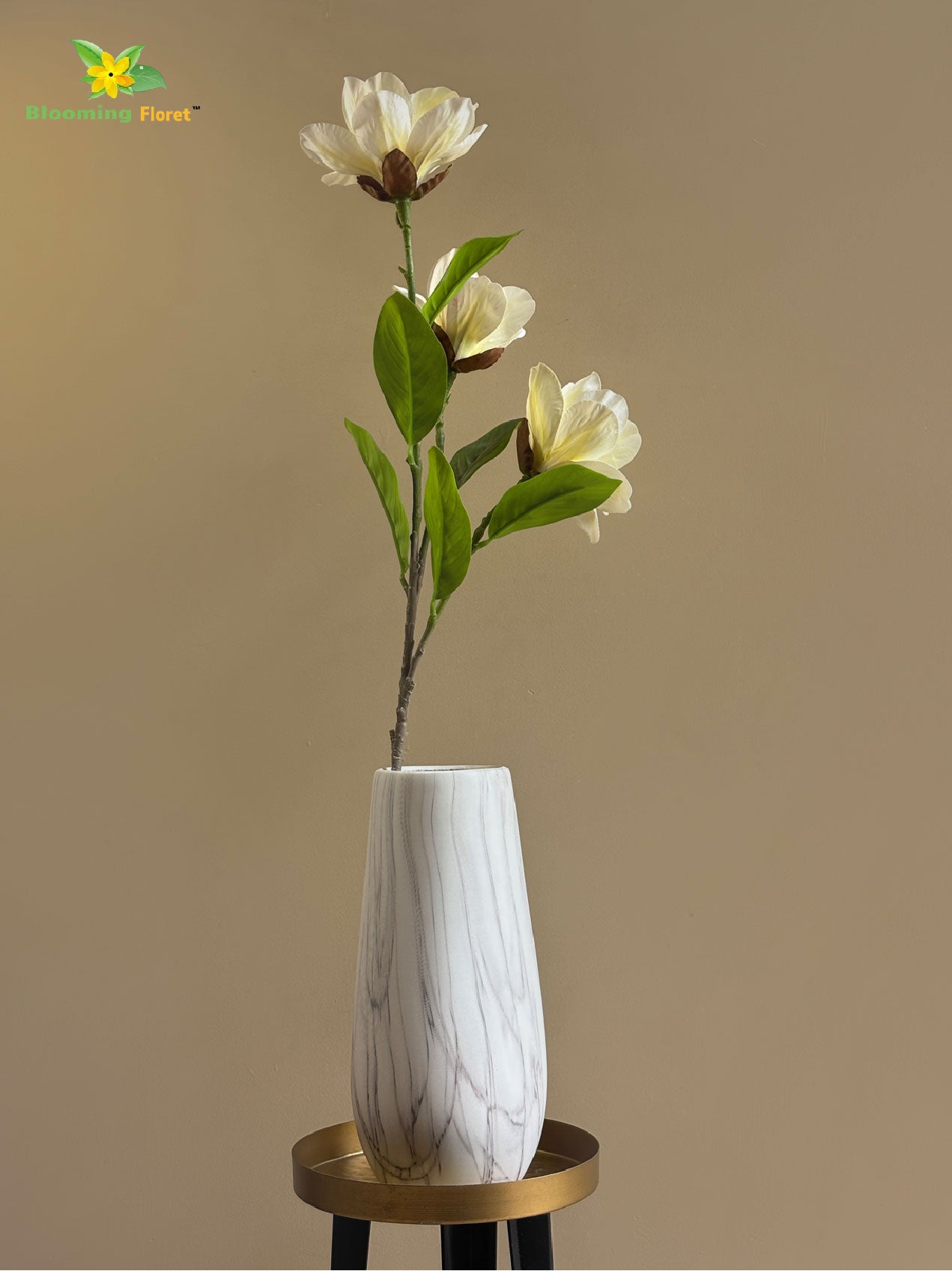 Magnolia Flower Stick - White, Yellow