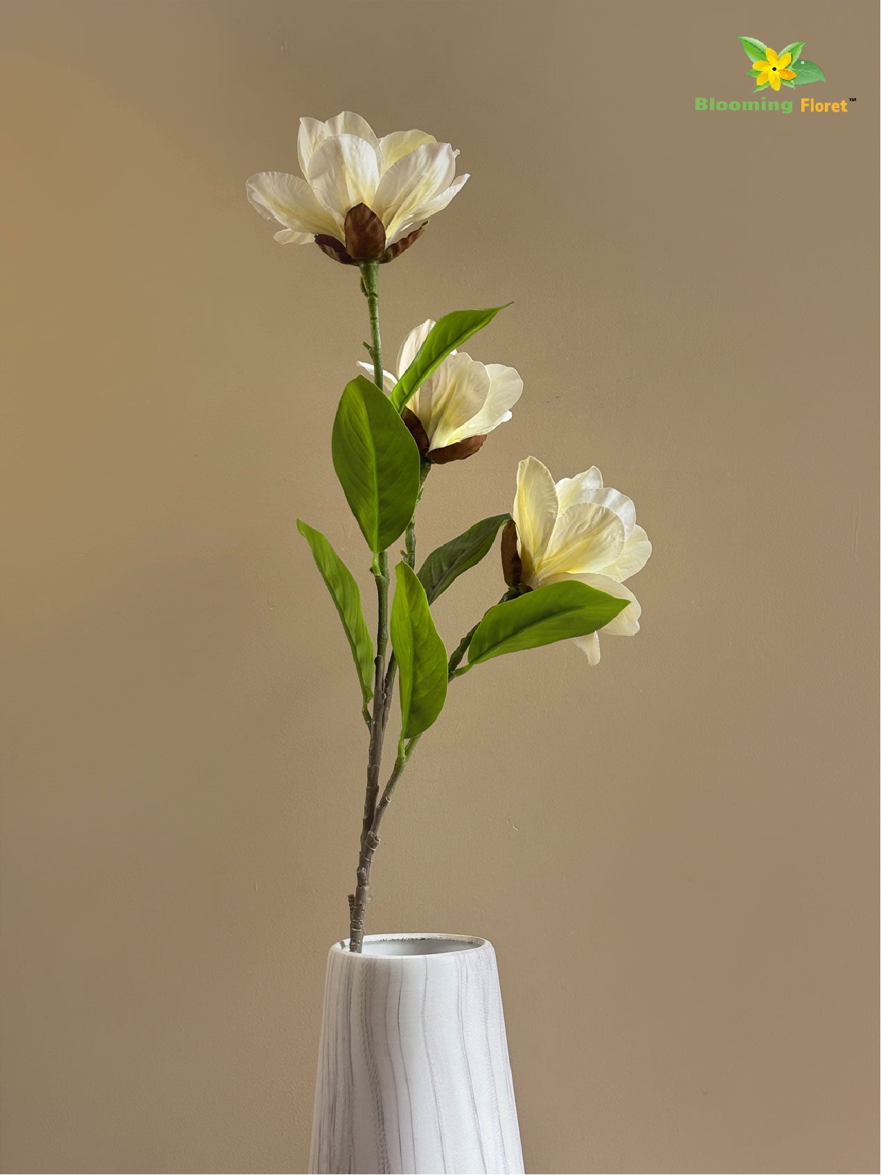 Magnolia Flower Stick - White, Yellow