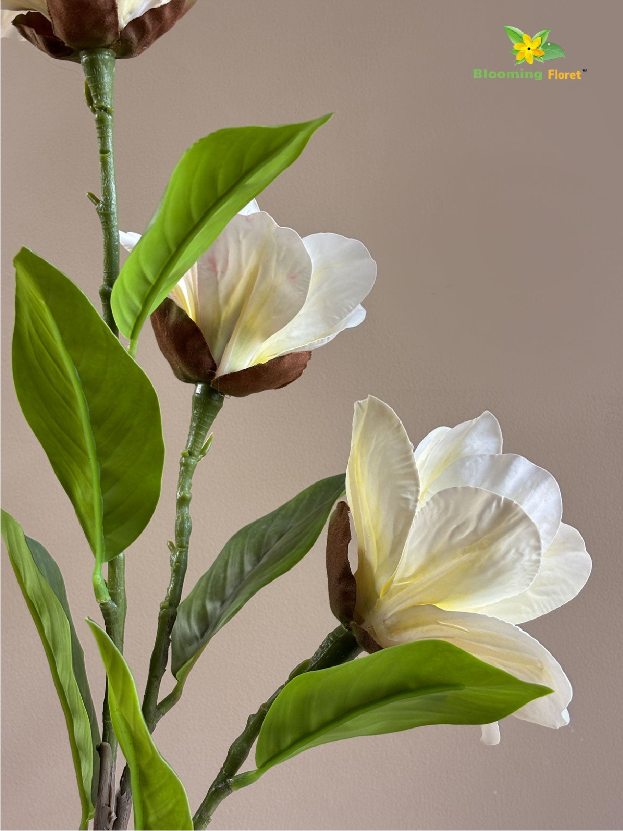 Magnolia Flower Stick - White, Green
