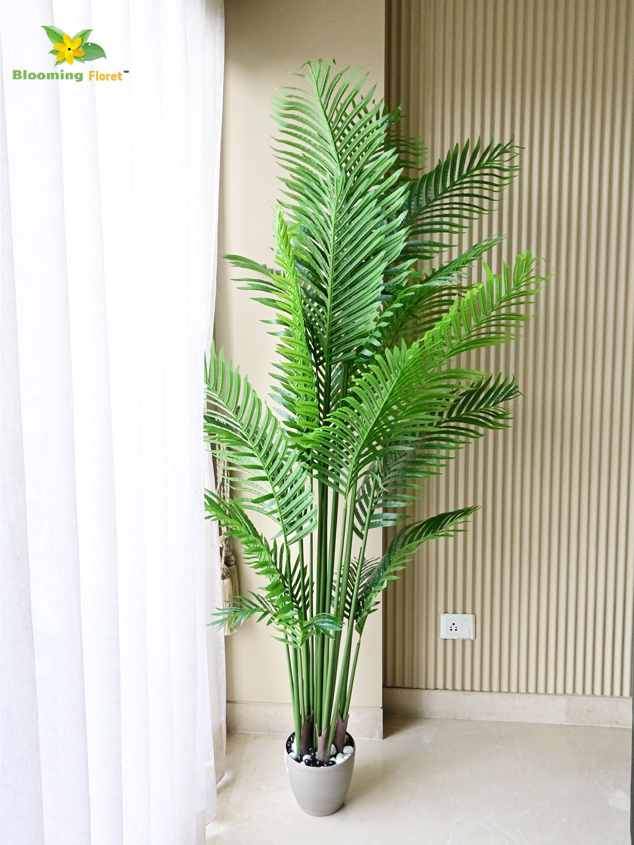 Artificial Areca Palm Plant – 200 cm, 21 Leaves, with Basic Pot
