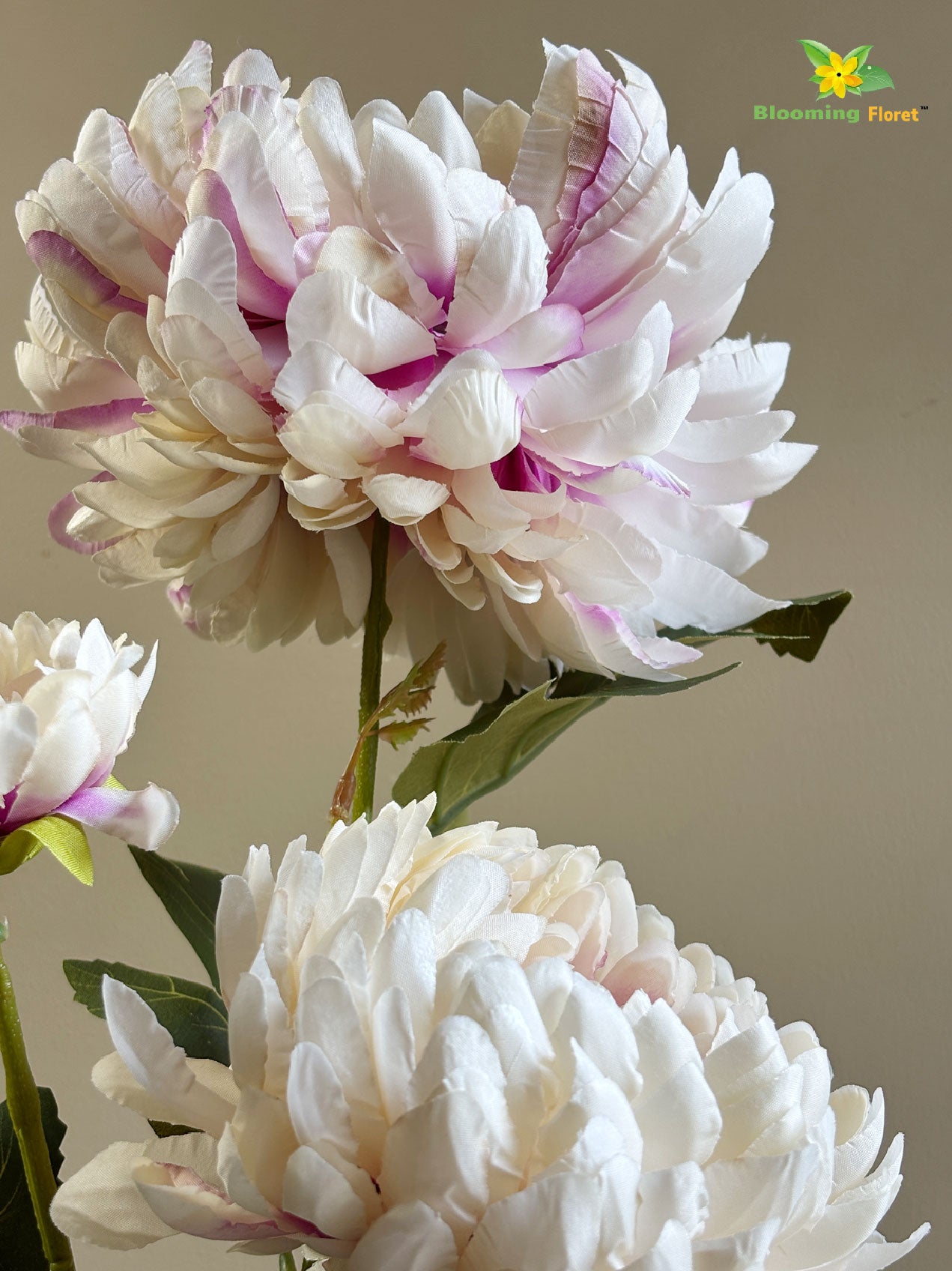 Luxe Artificial Peony Stick - White, Purple