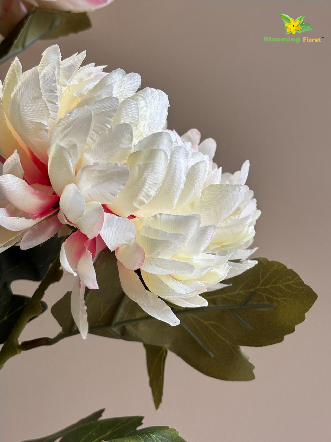 Luxe Artificial Peony Stick - Off White, Pink