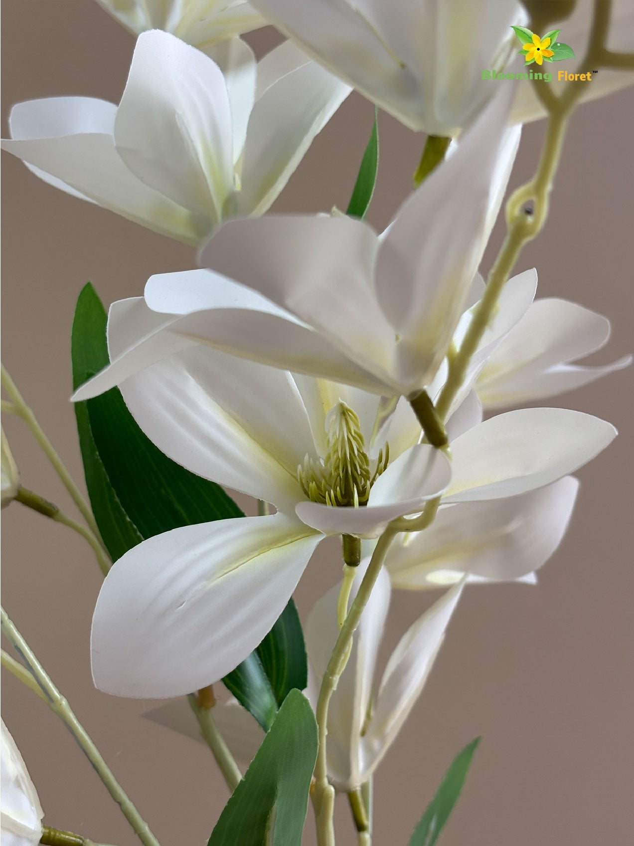 Artificial Magnolia Flower Stick - Cream White