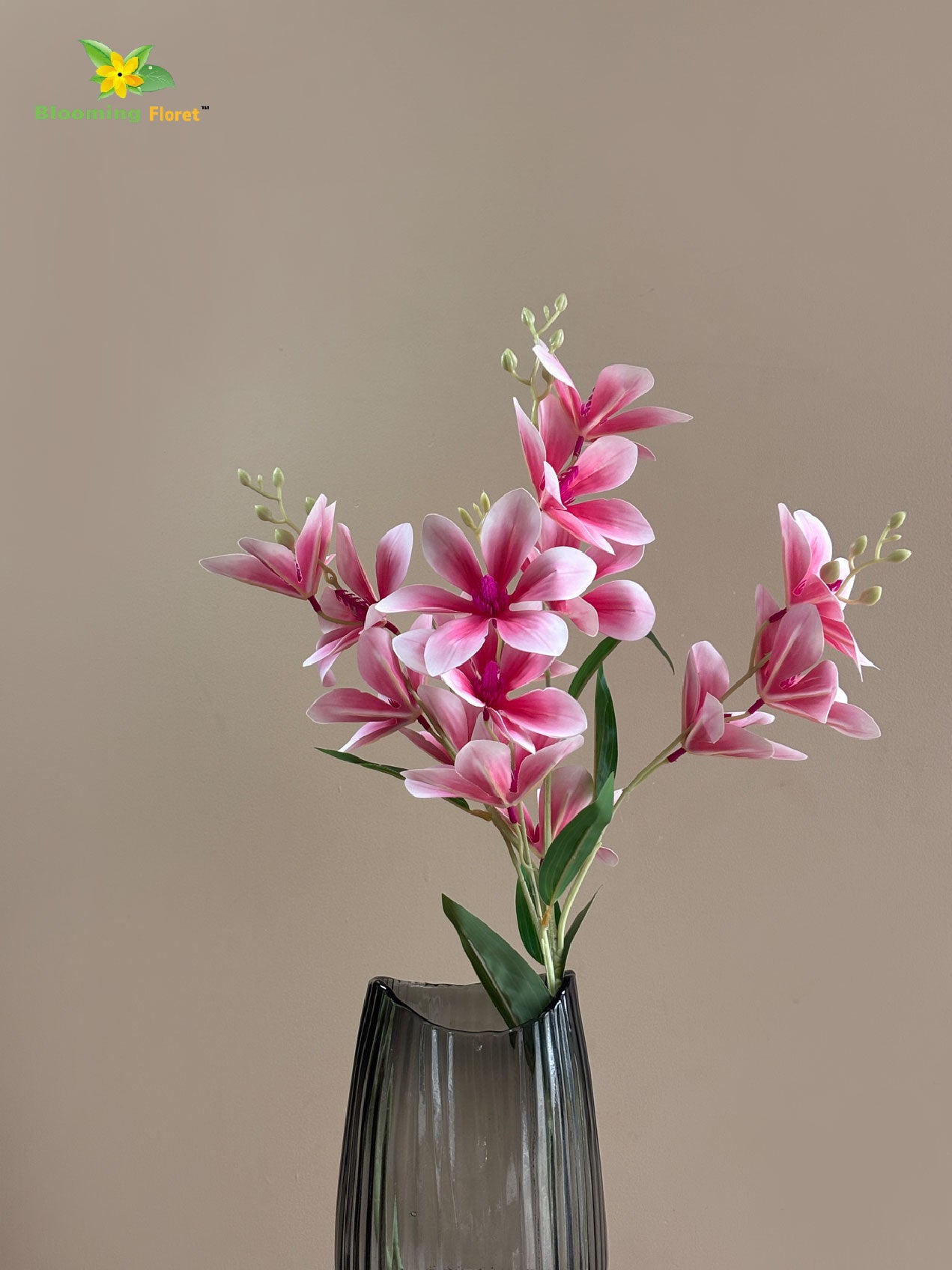 Artificial Magnolia Flower Stick - Ruby Red