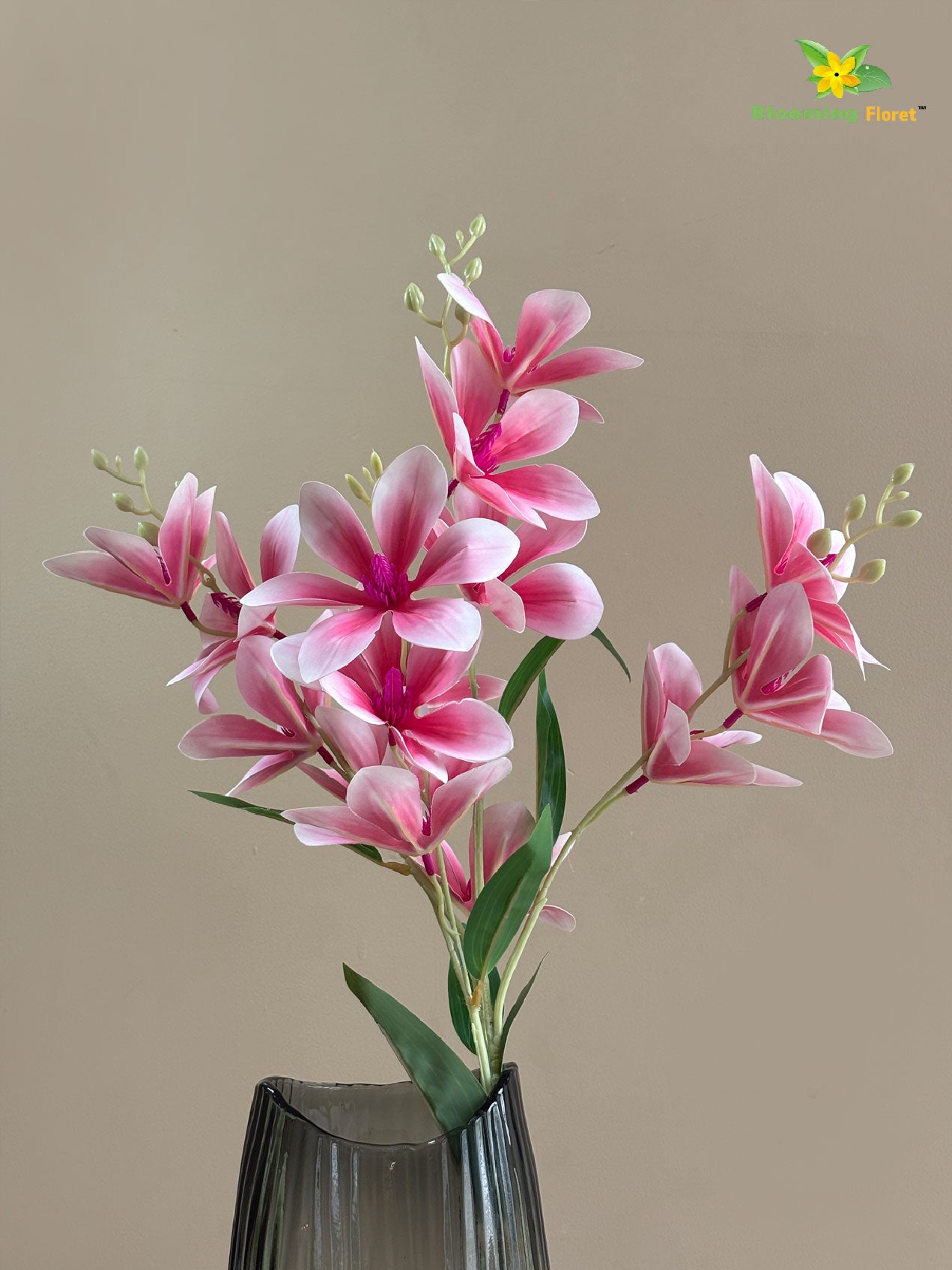 Artificial Magnolia Flower Stick - Ruby Red