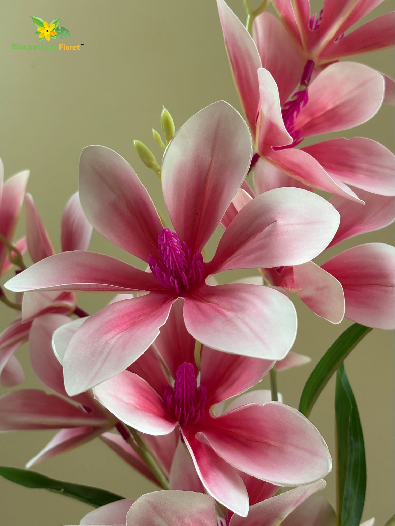 Artificial Magnolia Flower Stick - Ruby Red