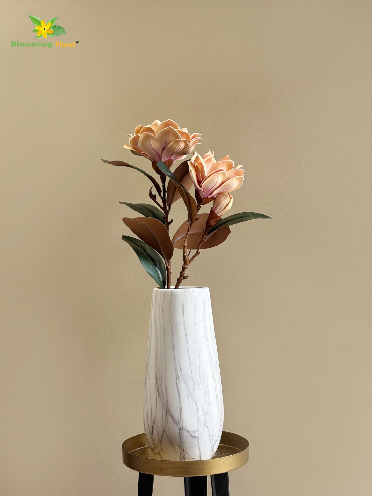 Artificial Magnolia Flower Branch | Peach | 76 cm