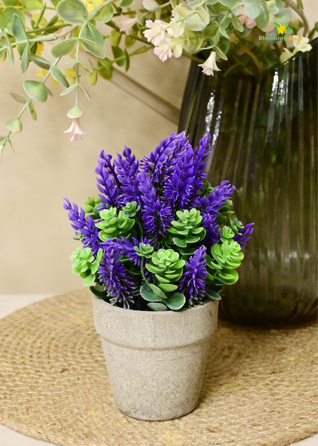 Blooming Floret Lavender & White Artificial Succulent – Perfect Accent for Home & Office Décor.