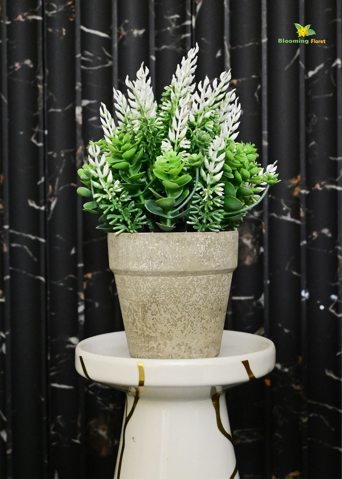 Blooming Floret Lavender & White Artificial Succulent – Perfect Accent for Home & Office Décor.