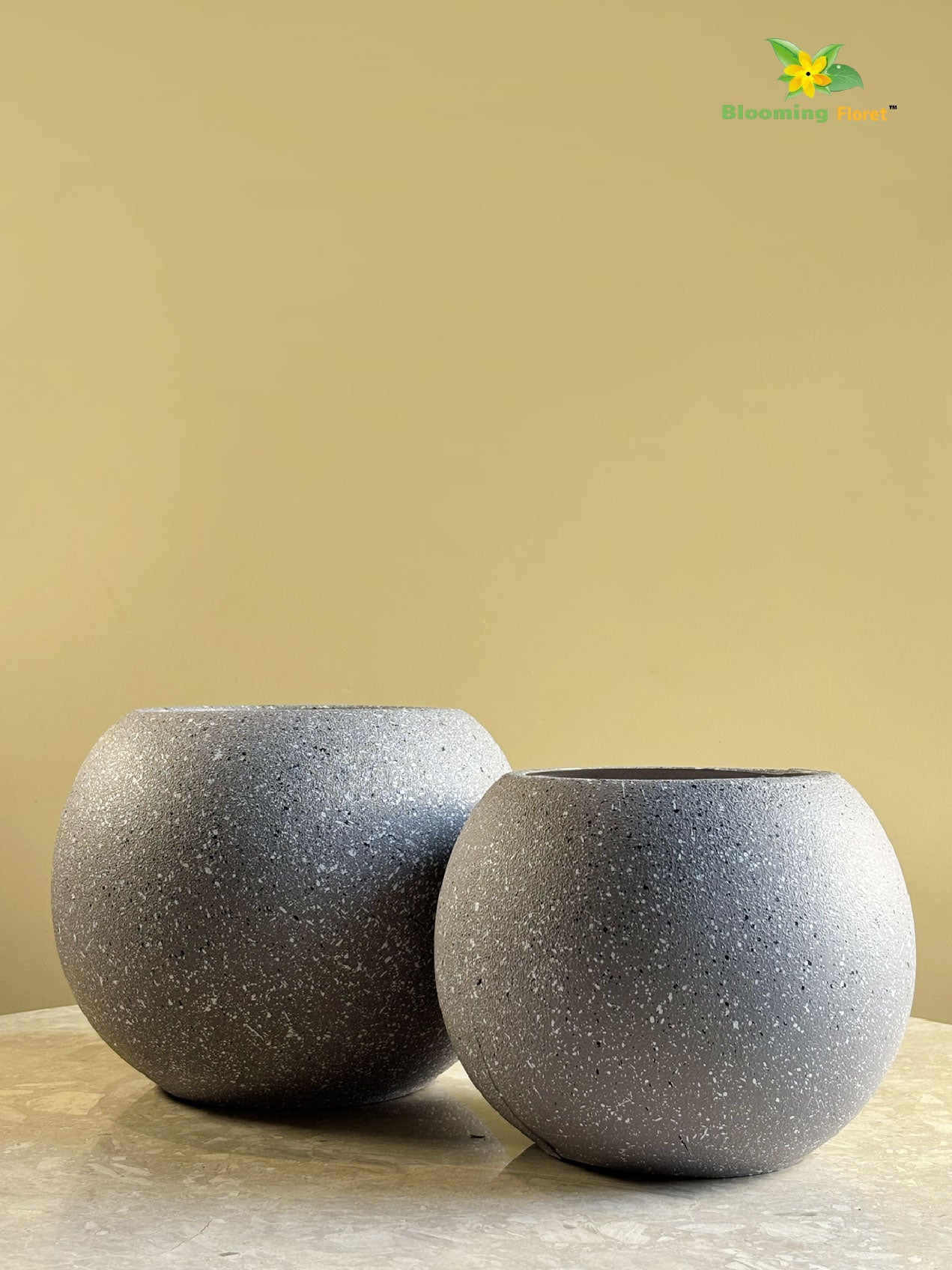Textured Grey Planter Set – Set of Two