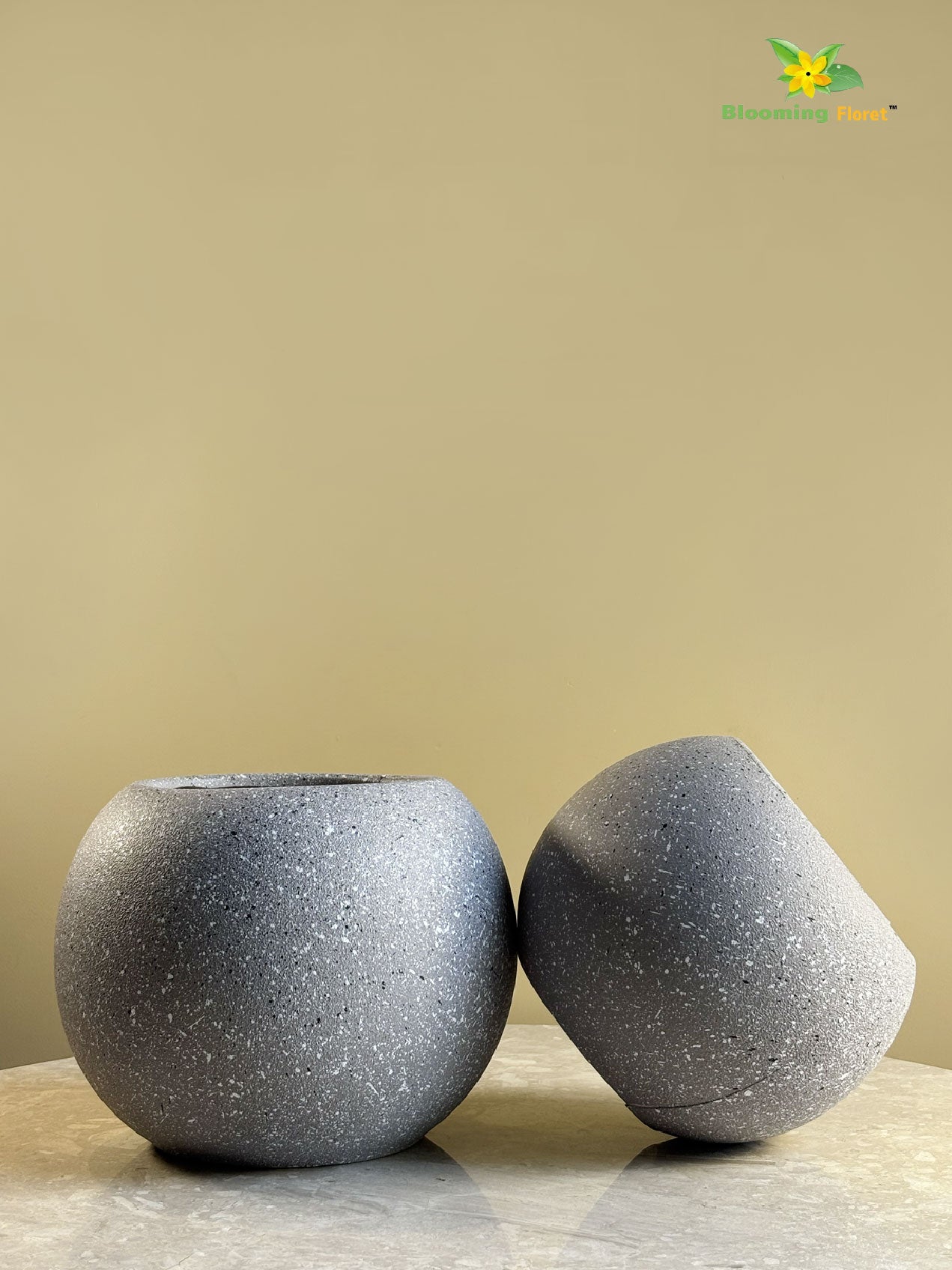 Textured Grey Planter Set – Set of Two