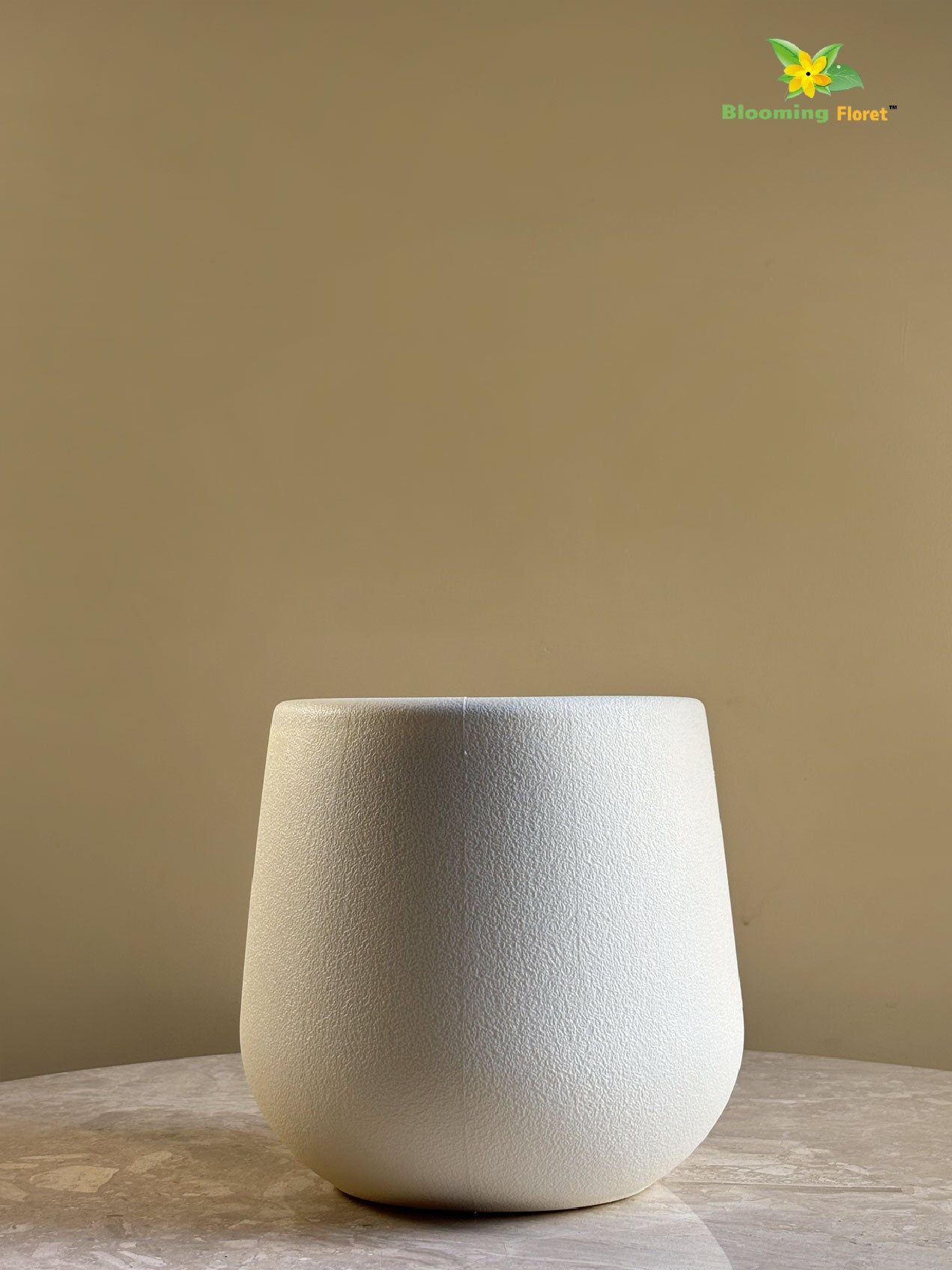 Textured Plain Cream Planters | Set of 2