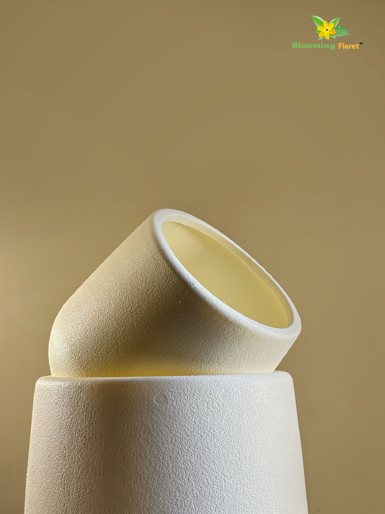 Textured Plain Cream Planters | Set of 2