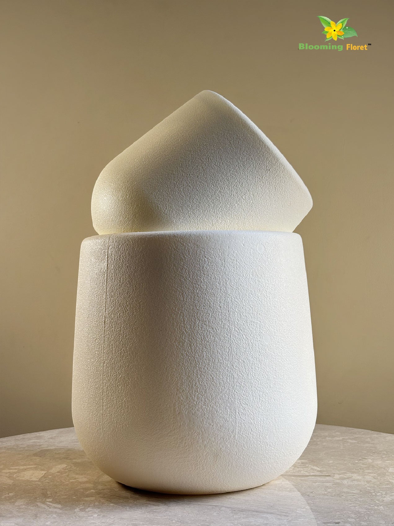 Textured Plain Cream Planters | Set of 2