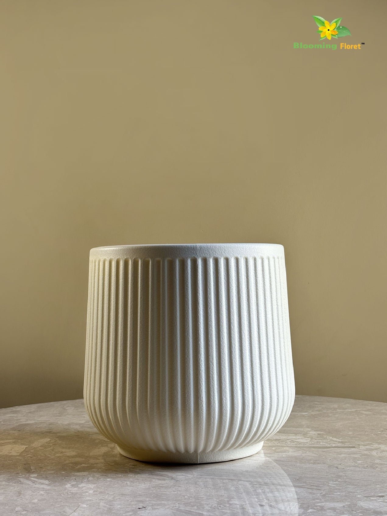 Textured Ribbed Cream Planters – Set of 3
