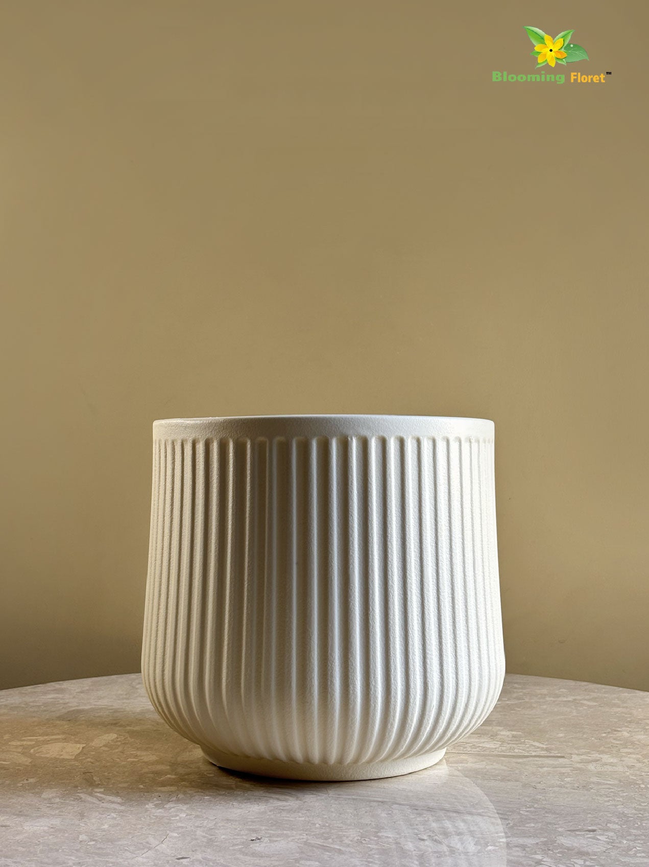 Textured Ribbed Cream Planters | Set of 3