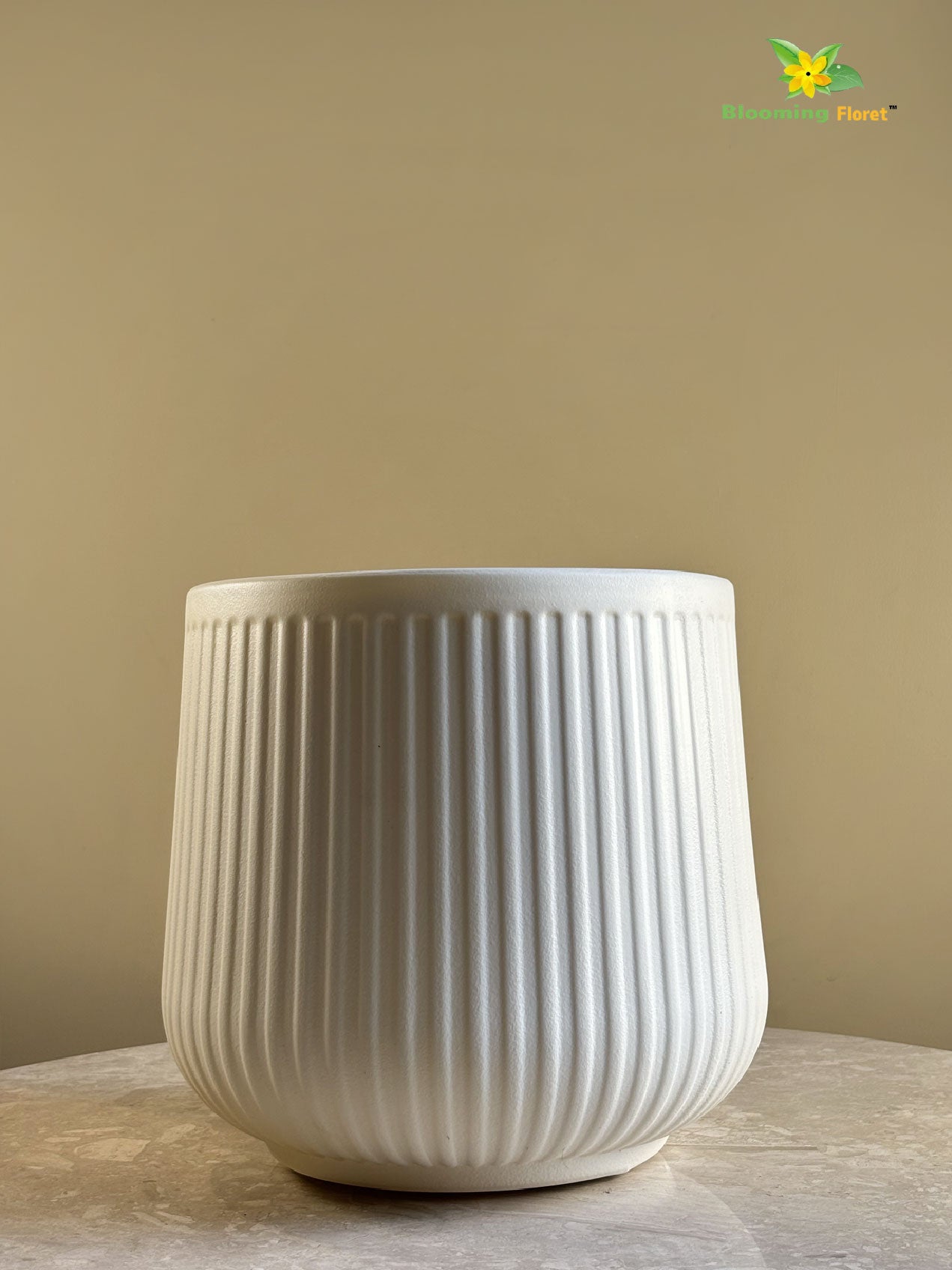 Textured Ribbed Cream Planters – Set of 3