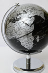 Globe on Metal Stand - Silver+Black