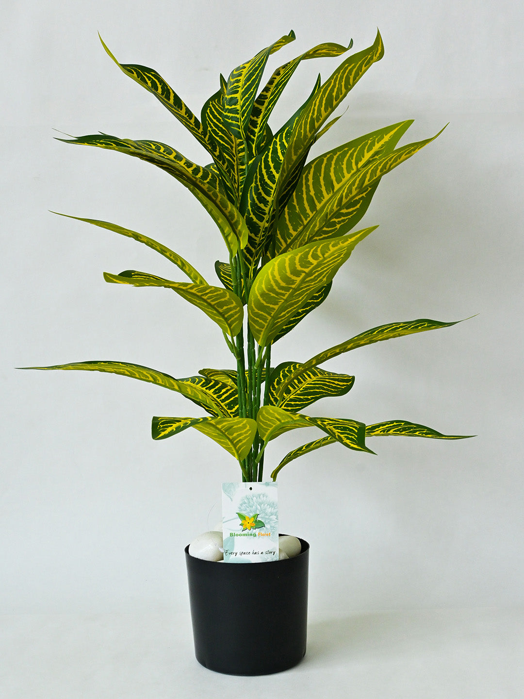 Artificial Yellow Iceton Croton Plant having 26 Leaves with Pot | 71.1 cm Tall Plant