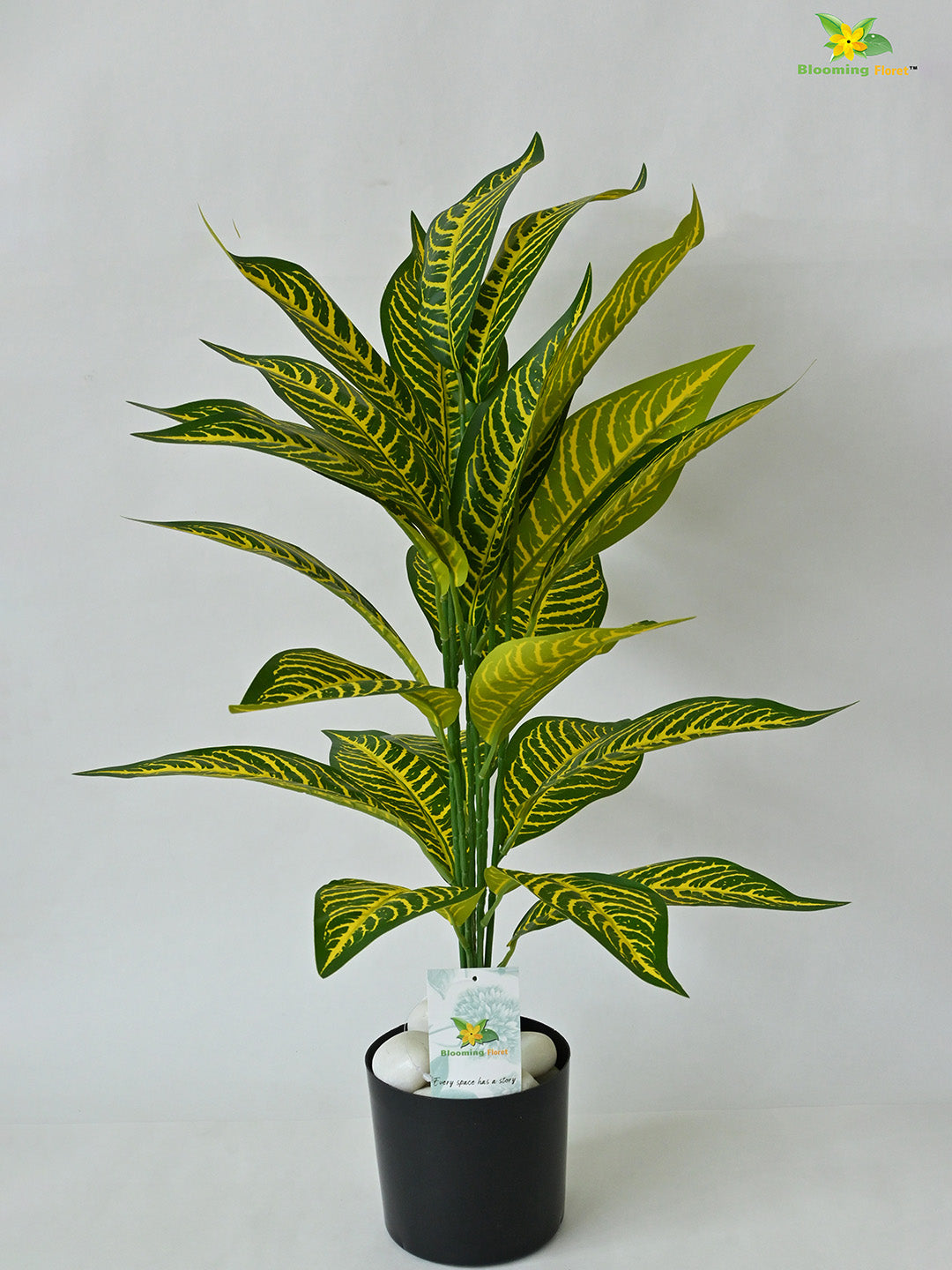 Artificial Yellow Iceton Croton Plant having 26 Leaves with Pot | 71.1 cm Tall Plant